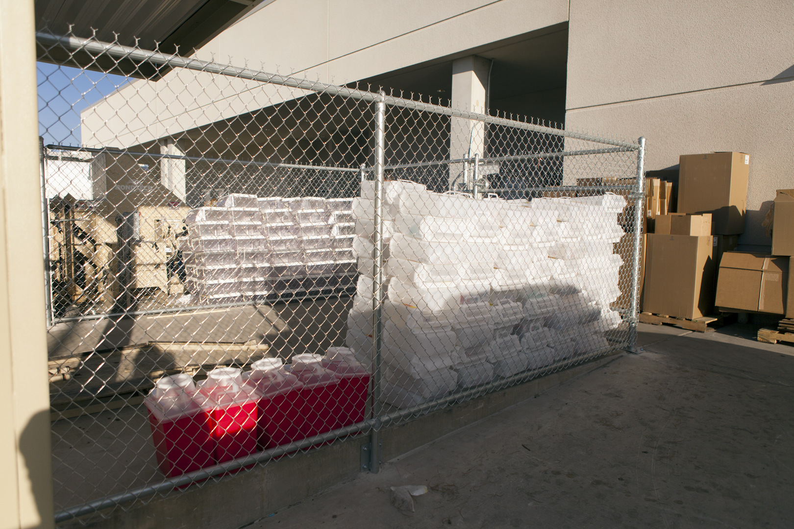 Bio hazard placed in locked area ready for the autoclave.